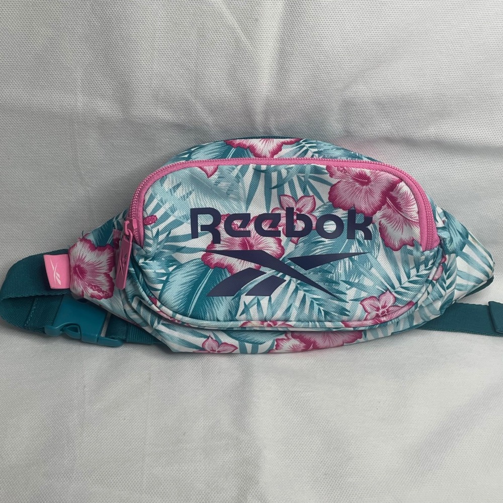 Reebok Tropical Neon Hibiscus Fannypack Pink OSFM Adjustable Knapsack Hip Bag